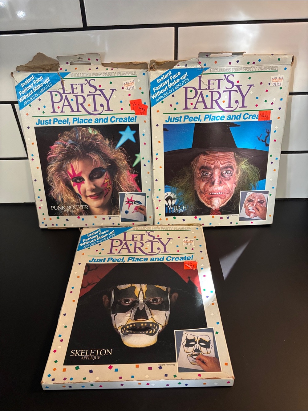 Vintage 80s/90s Let’s Party Instant Fantasy Face Makeup Kits Set of 3 Props Only